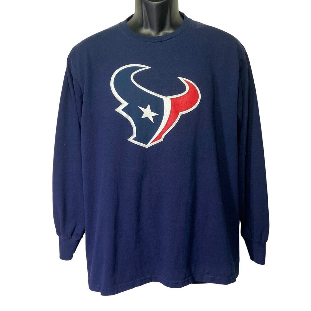 NFL Team Apparel Houston TEXANS JJ Watt #99 Blue Long Sleeve Men's Shirt Size L